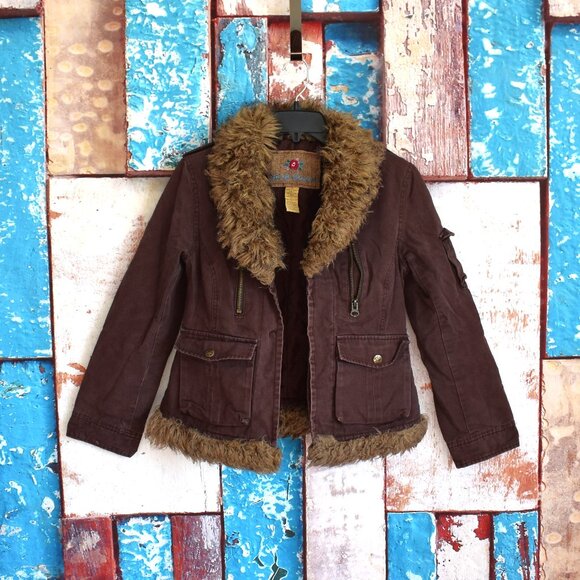 Women's BB Dakota Jacket with Snap On-Neck Faux Fur Liner SMALL Brown - Picture 1 of 15